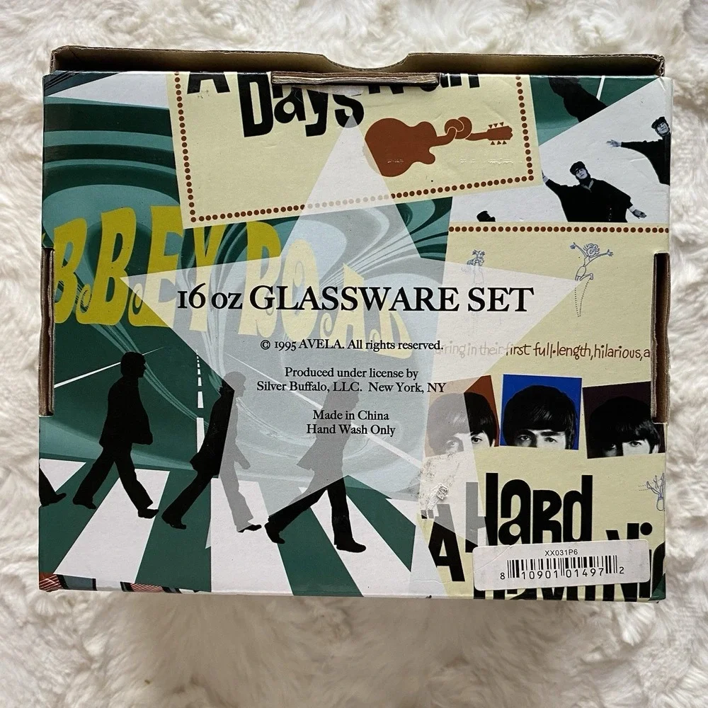 Beatles Glasses 16 oz Tumblers Glasses‎ Cups Set Of 2 Help & A Hard Days Night